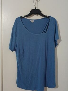 Avenue Blue Short-Sleeve Asymmetric Strap Tee